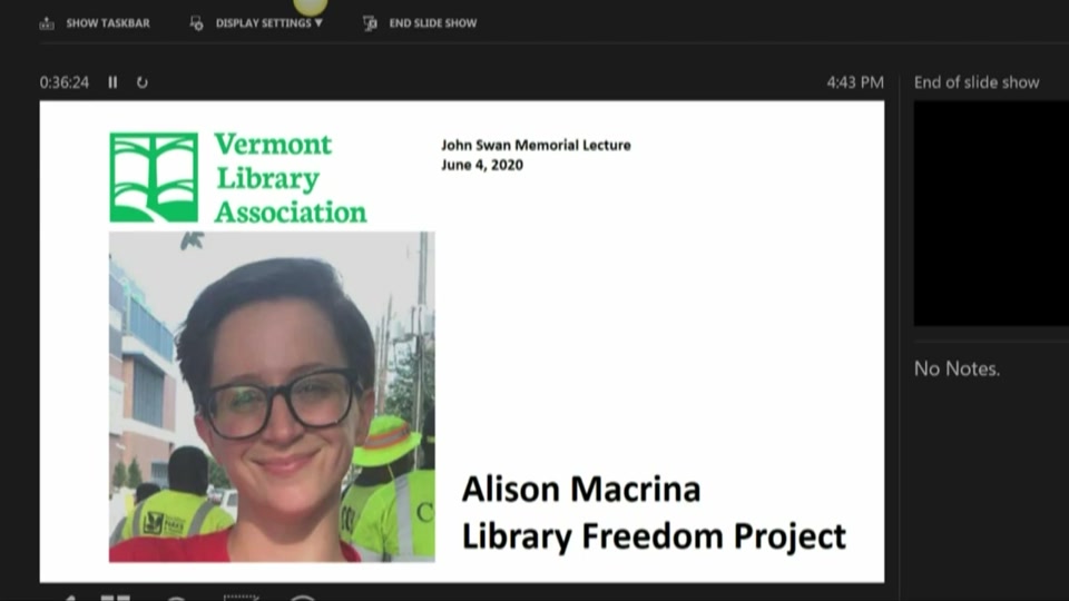 Peacham Library, John Swan Lecture: Library Freedom Project